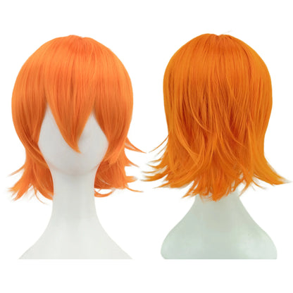 Synthetic Unisex 12 Inches Short Cosplay Bob Wig With Bangs Pink Blonde Orange Halloween Lolita Look 🎀✨