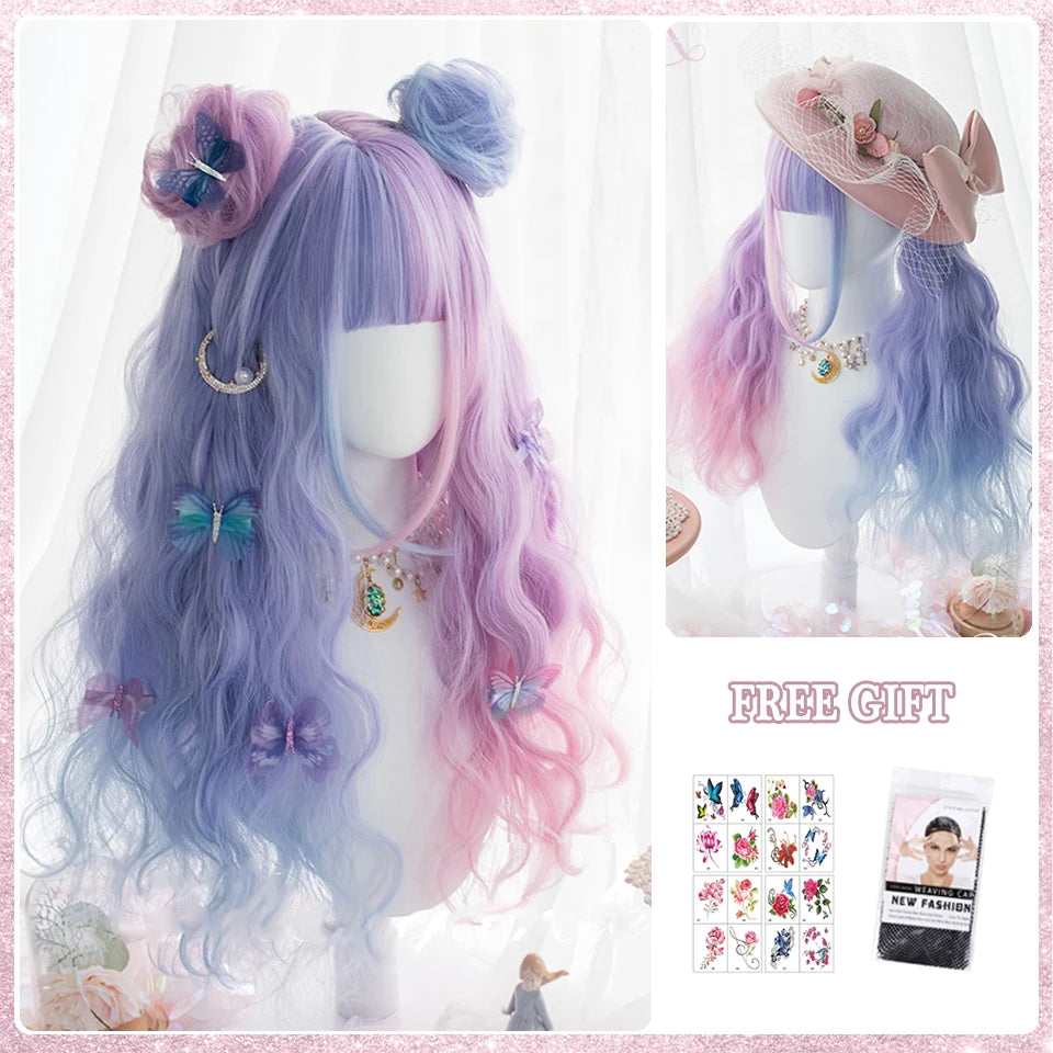 Kawaii Ombre Pink Wavy Wig 💖✨ | Heat Resistant Hair for Cosplay & Daily Fun! 🎀🌸