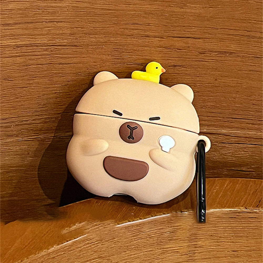 Kawaii 3D Capybara Duck Silicone AirPods Case 🦆✨ - Pixie Quill