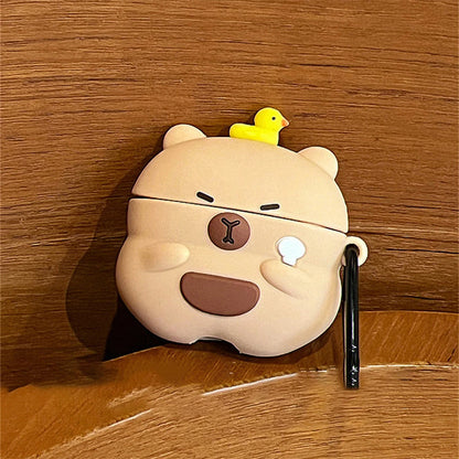 Kawaii 3D Capybara Duck Silicone AirPods Case 🦆✨ - Pixie Quill