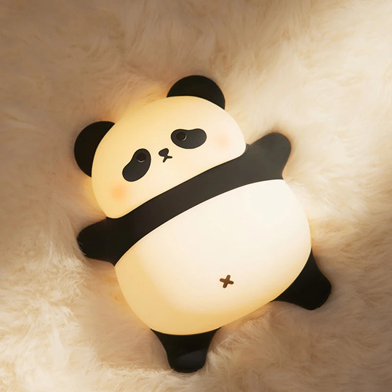 Adorable Panda Silicone LED Night Light - USB Rechargeable Touch Lamp for Cozy Bedtime Bliss 🐼💡✨