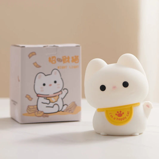 Adorable Kawaii Cat LED Night Light 🐾✨ | Cute Rechargeable Mood Lamp for Dreamy Bedrooms 🌙💖