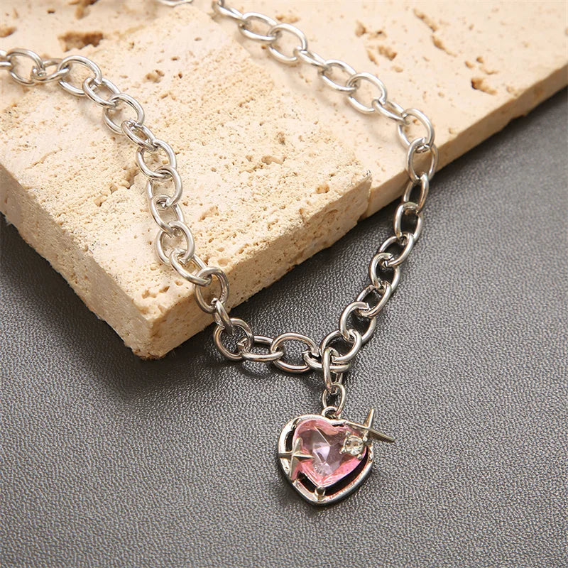 ✨ Kawaii Starry Zircon Pendant Necklace 🌟 | Cute Beaded Chain for Y2K Girls | Trendy Hip Hop Aesthetic Jewelry 🎀 | Perfect Gift for Moms & Besties! 💖