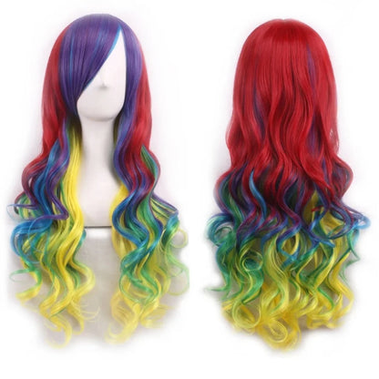 Soowee Rainbow Cute Ombre Cosplay Wig With Bangs For Black Women Synthetic High Temperature Fiber Halloween Costume 🌈✨