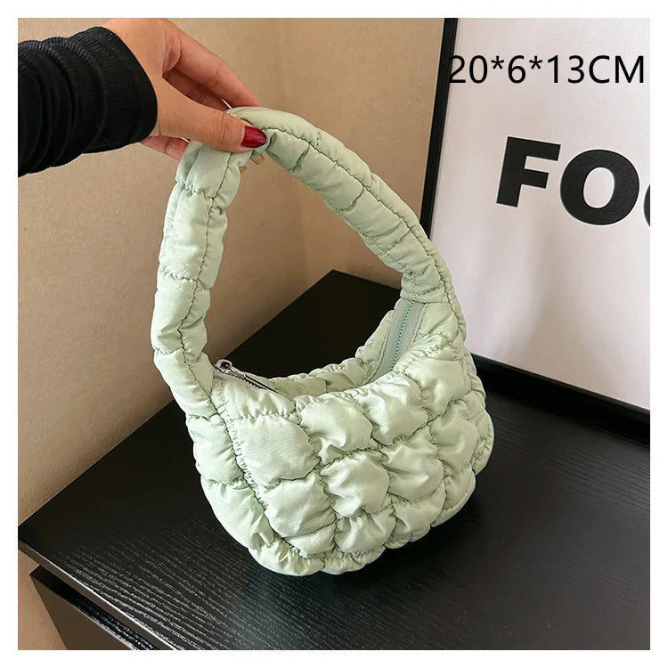 Kawaii Pleated Cloud Mini Handbag 🌈✨ | Adorable Soft Nylon Tote Bag for Trendy Women 💖🌟