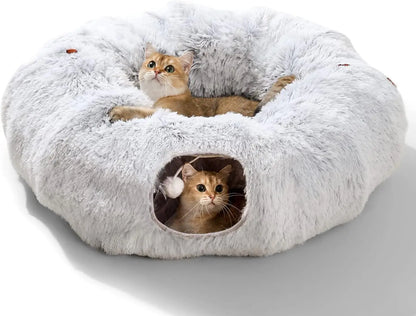 Cuddly Cat Adventure Tunnel 🐾✨ - Plush Cozy Bed & Play Zone for Indoor Felines! 🐱💕