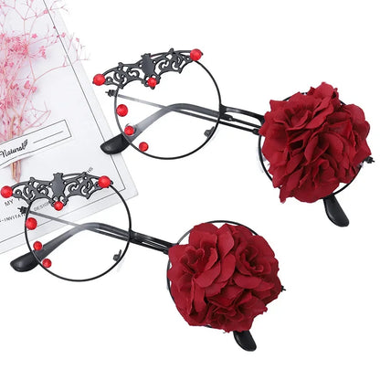 Kawaii Round Glasses with Sakura Chain 🌸✨ Cute Retro Eyewear for Cosplay & Daily Wear 👓💖