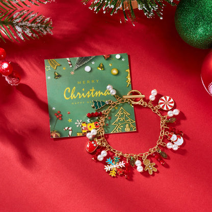 Whimsical Christmas Charm Bracelet For Women Santa Snowman Bell Chain 🎄⛄🎁