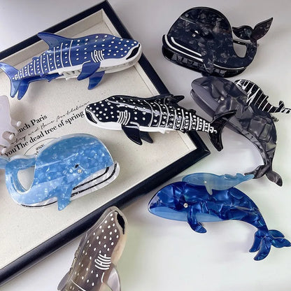 Ocean Friends Hair Claw Clip Acetate Dolphin Seahorse Jellyfish Clip For Women 🐬
