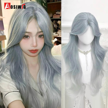 Kawaii Black & Blue Long Straight Lolita Wig 💖✨ Perfect for Cosplay & Parties! 🎉🎀