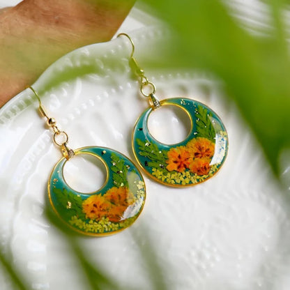 Pastel Pressed Flower Resin Drops Earrings 🌸 Elegant Geometric Jewelry For Women