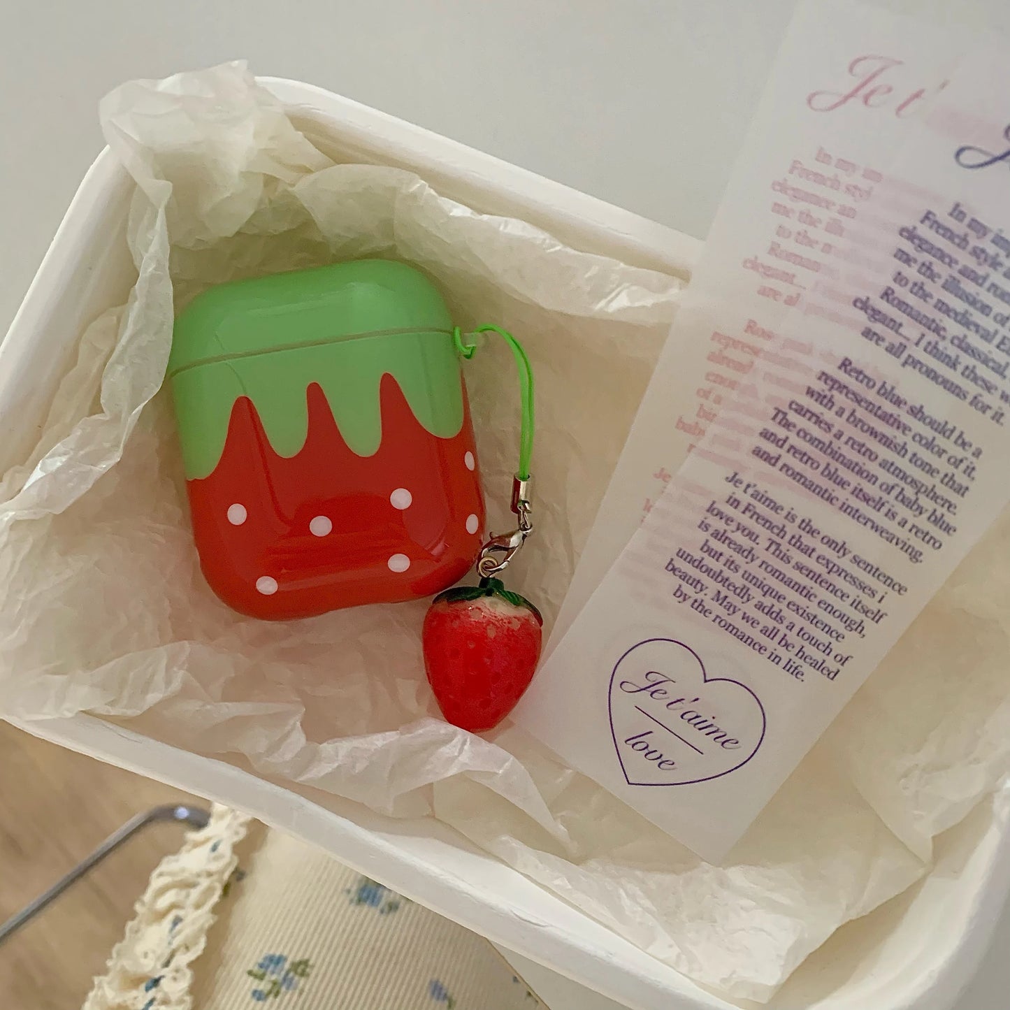 Kawaii Strawberry Dreams 🍓✨ Cute Red Polka Dot AirPods Case with Charm Pendant - Shockproof & Stylish! 🎧💕