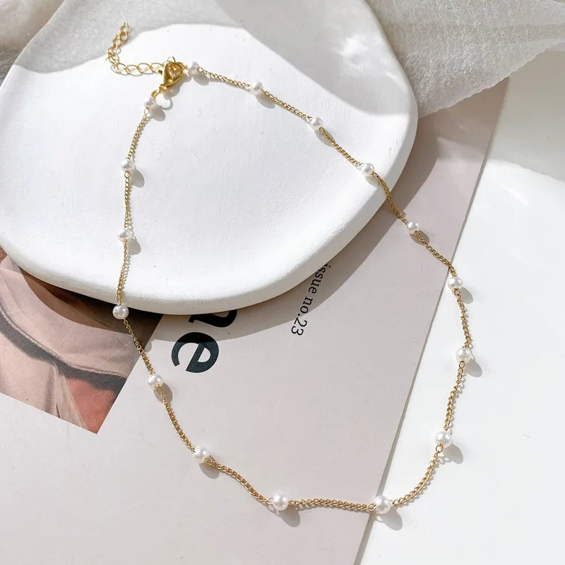Kawaii Gold Pearl Choker Necklace 🌟✨ | Trendy Beads Chain for Girls 🌸💕 | Gothic Style Jewelry for Parties!