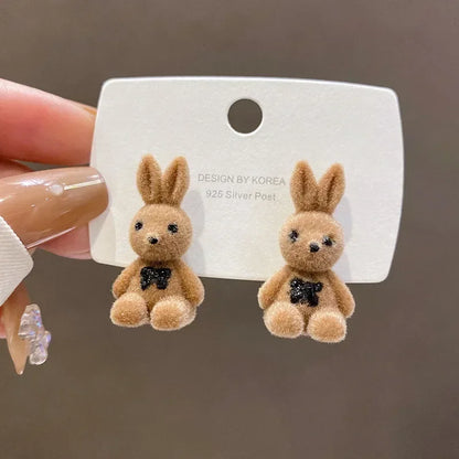 🐰 Fluffy Bunny Ear Bling ✨ Adorable Studs for Trendy Girls 🎈