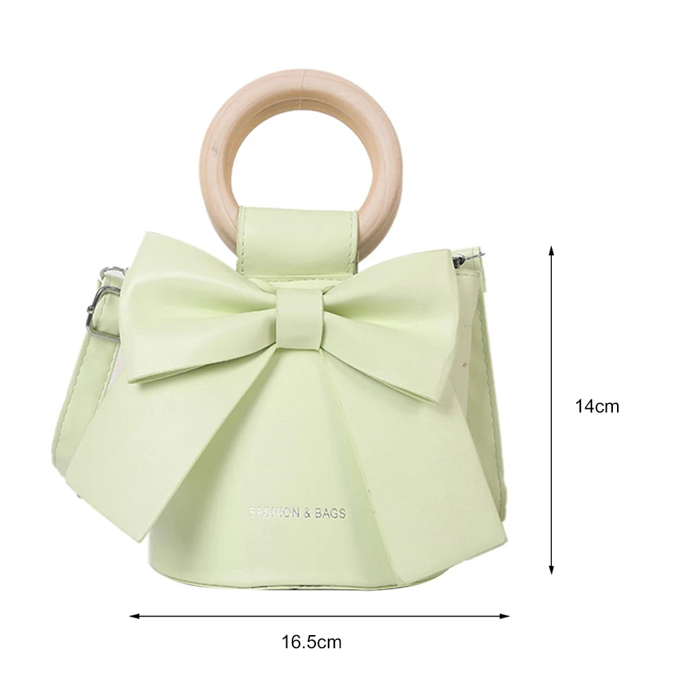 Kawaii Bow Tie Mini Bucket Bag 🎀✨ | Cute Leather Crossbody Handbag for Sweet Fashionistas 💖👜