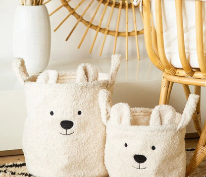 Kawaii Bear Head Embroidered Soft Storage Basket 🐻✨ | Personalized Toy & Snack Organizer | Cute Clothes & Laundry Basket 🌟