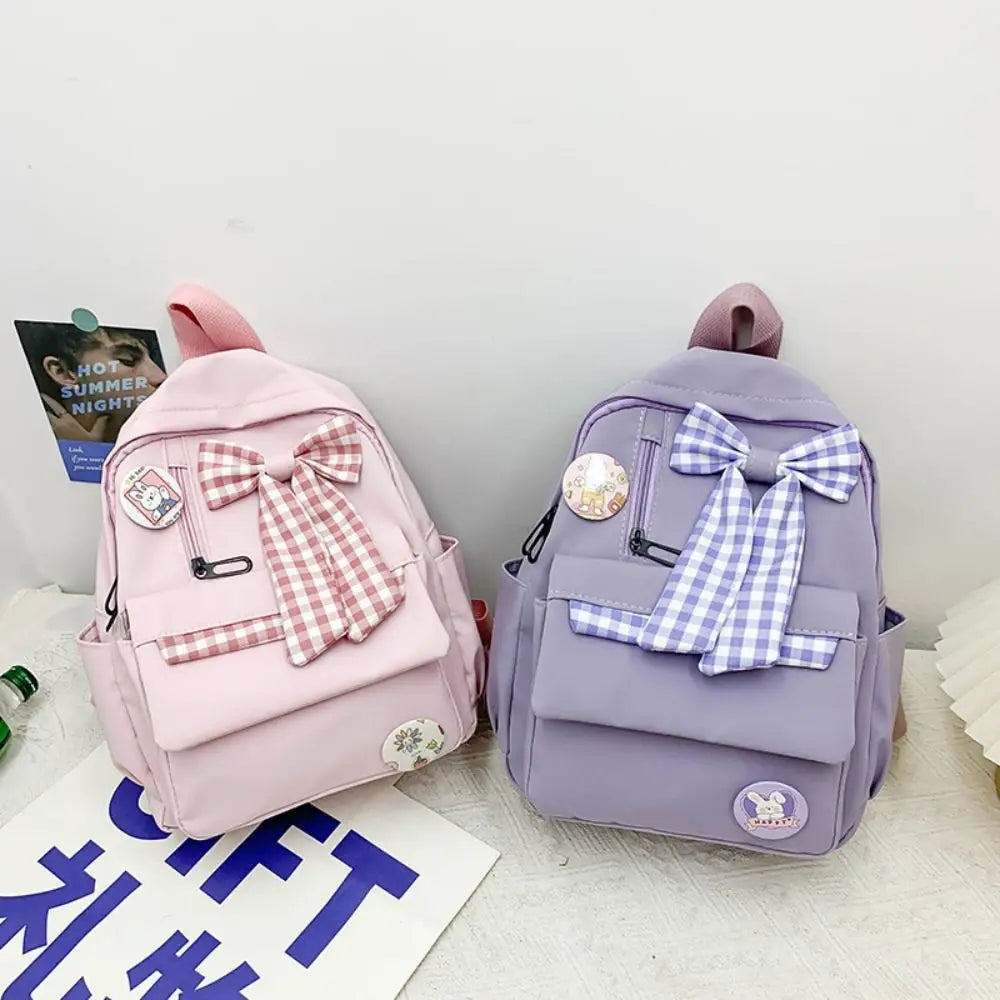 Kawaii Bow Backpack 🎀 | Cute & Spacious Nylon School Bag for Kids 🌟 | Perfect for School & Outdoor Adventures 🏞️