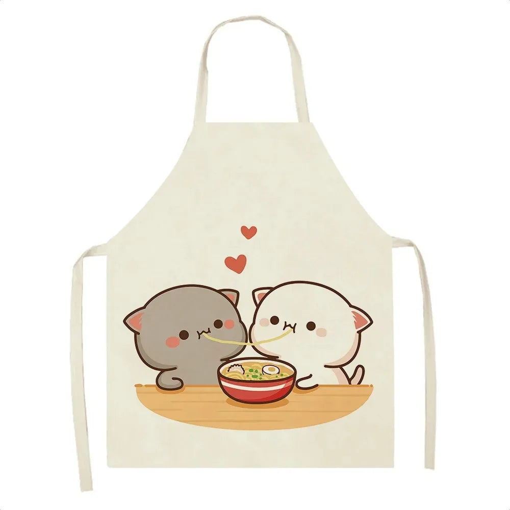 Cute Cartoon Cat Cooking Apron 💕🐱 - Fun & Mess-Free for Couples in the Kitchen 🍳👩‍🍳 - Pixie Quill