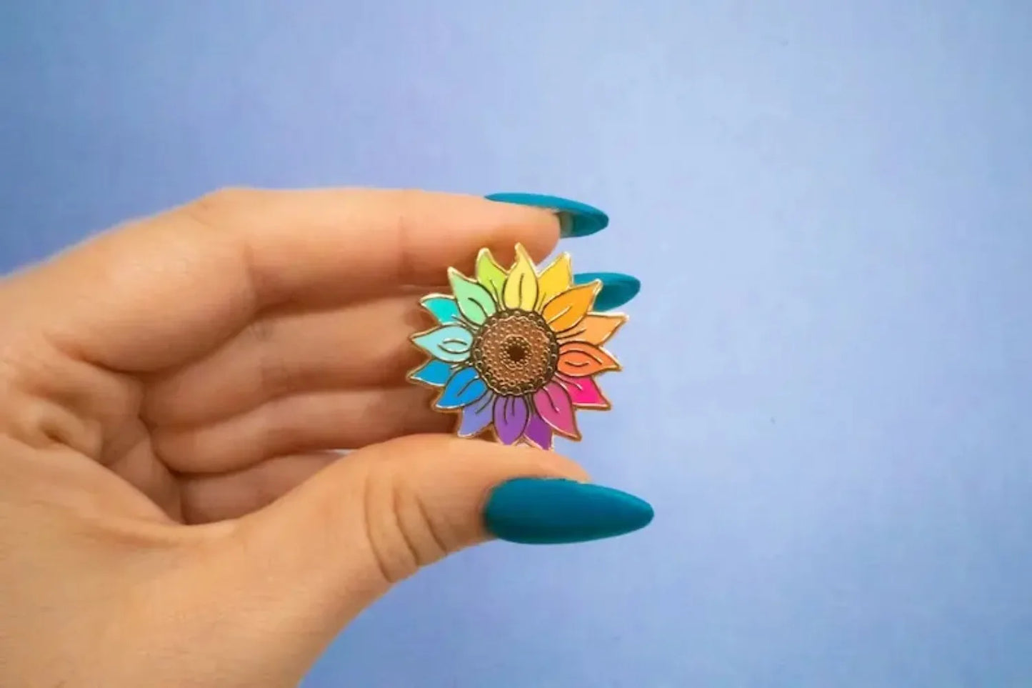 Kawaii Rainbow Sunflower Enamel Pin 🌼✨ | Cute Floral Brooch for Flower Lovers 🌈💖