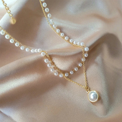 Kawaii Kpop Pearl Choker Necklace 🌟✨ Double Layered Charm for Trendy Girls 🎀💕 Perfect Gift for Parties & Special Occasions!