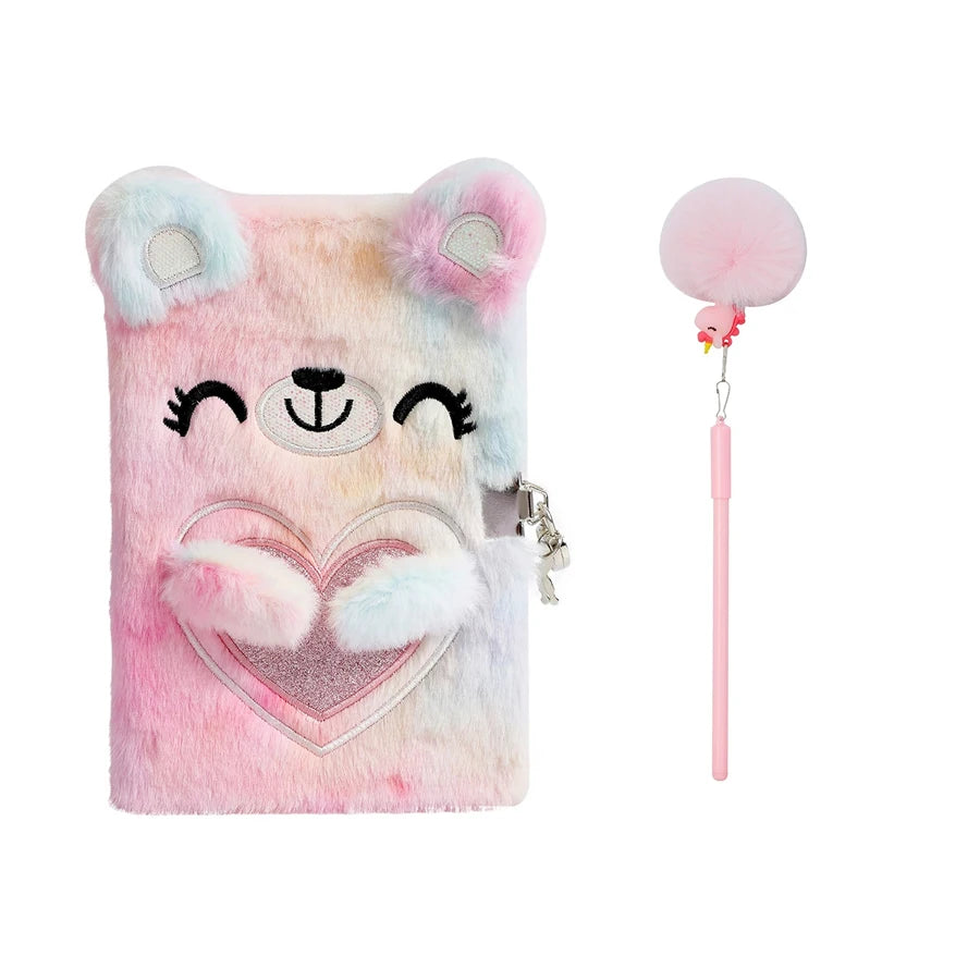 Sweet Plush Bear Lockable Notebook Set With Pen For School Kids Gift 📓🧸✏️