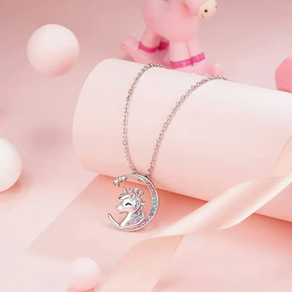 Kawaii Unicorn Birthstone Crystal Necklace 🦄✨ | Cute Jewelry Gift for Girls 🎁💖