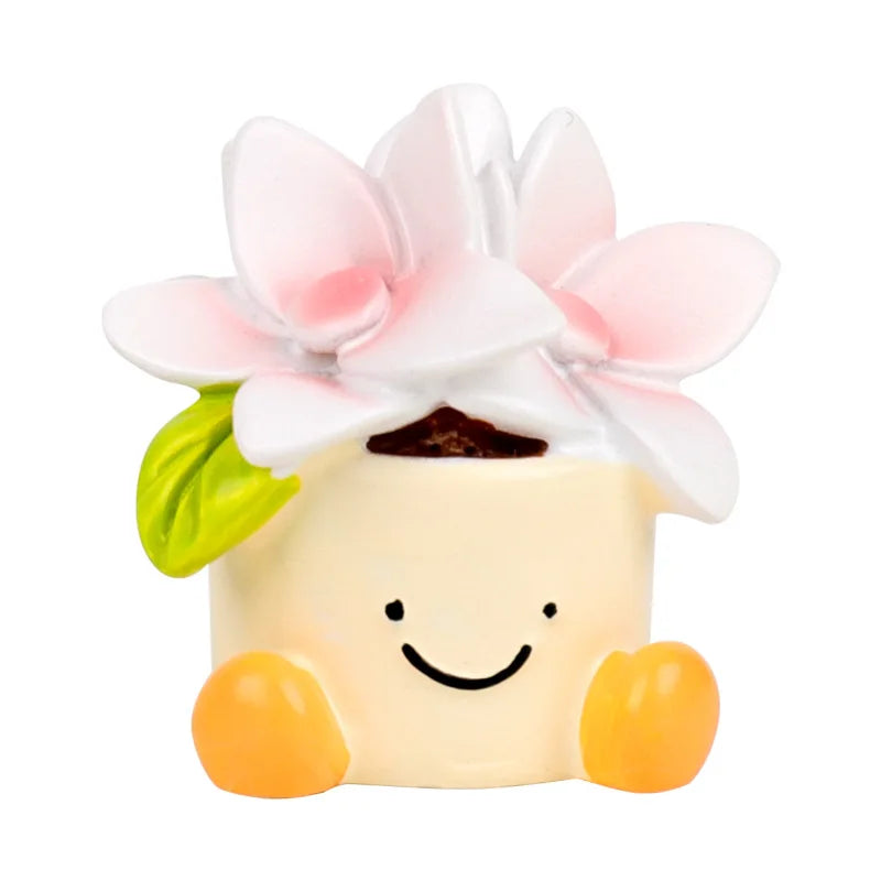 Kawaii Flower Pot Elf 🌸✨ - Adorable Resin Car Interior Decor & Desktop Ornaments 🚗🌼