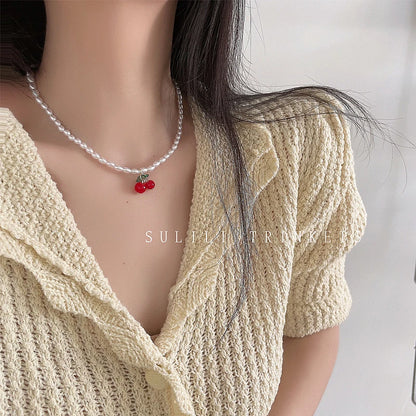 🍒 Adorable Cherry Charm Choker Necklace 🌸✨ - Perfect for Parties & Gifts! 🎁💖