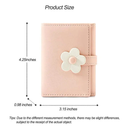 Charming Floral Tri-Fold Wallet for Girls 🌼💖 - Cute PU Leather Cash and Coin Purse with ID Window and Card Slots!