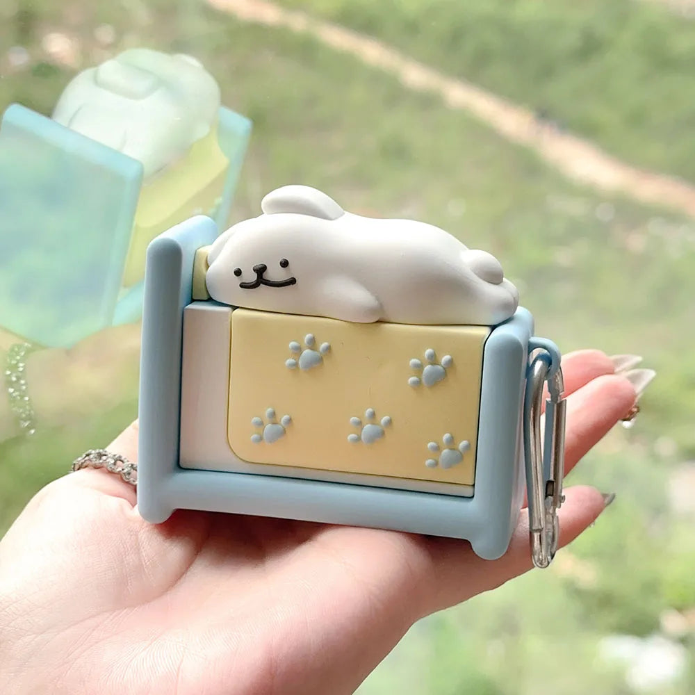 Kawaii Silicone Dog Earphone Case 🐾🎧 - Cute & Shockproof for AirPods Pro 1/2/3/4 with Keyring