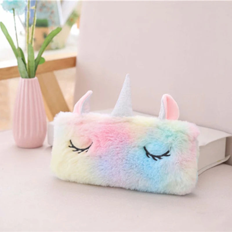 Kawaii Plush Unicorn Pencil Case - Magical School Essential 🦄✨