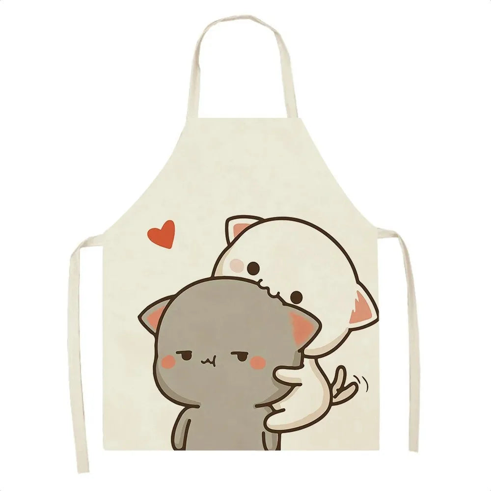 Cute Cartoon Cat Cooking Apron 💕🐱 - Fun & Mess-Free for Couples in the Kitchen 🍳👩‍🍳 - Pixie Quill