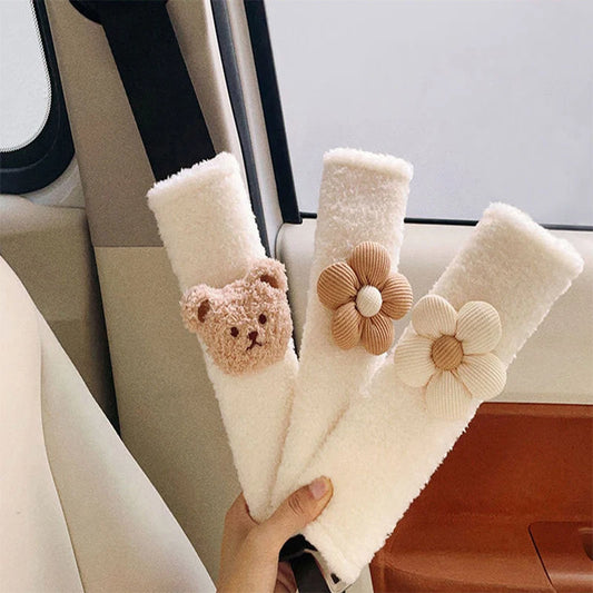 Kawaii Cartoon Bear Seat Belt Cover 🐻✨ | Soft Plush Shoulder Pad Protector for Cute Car Styling 🚗💕