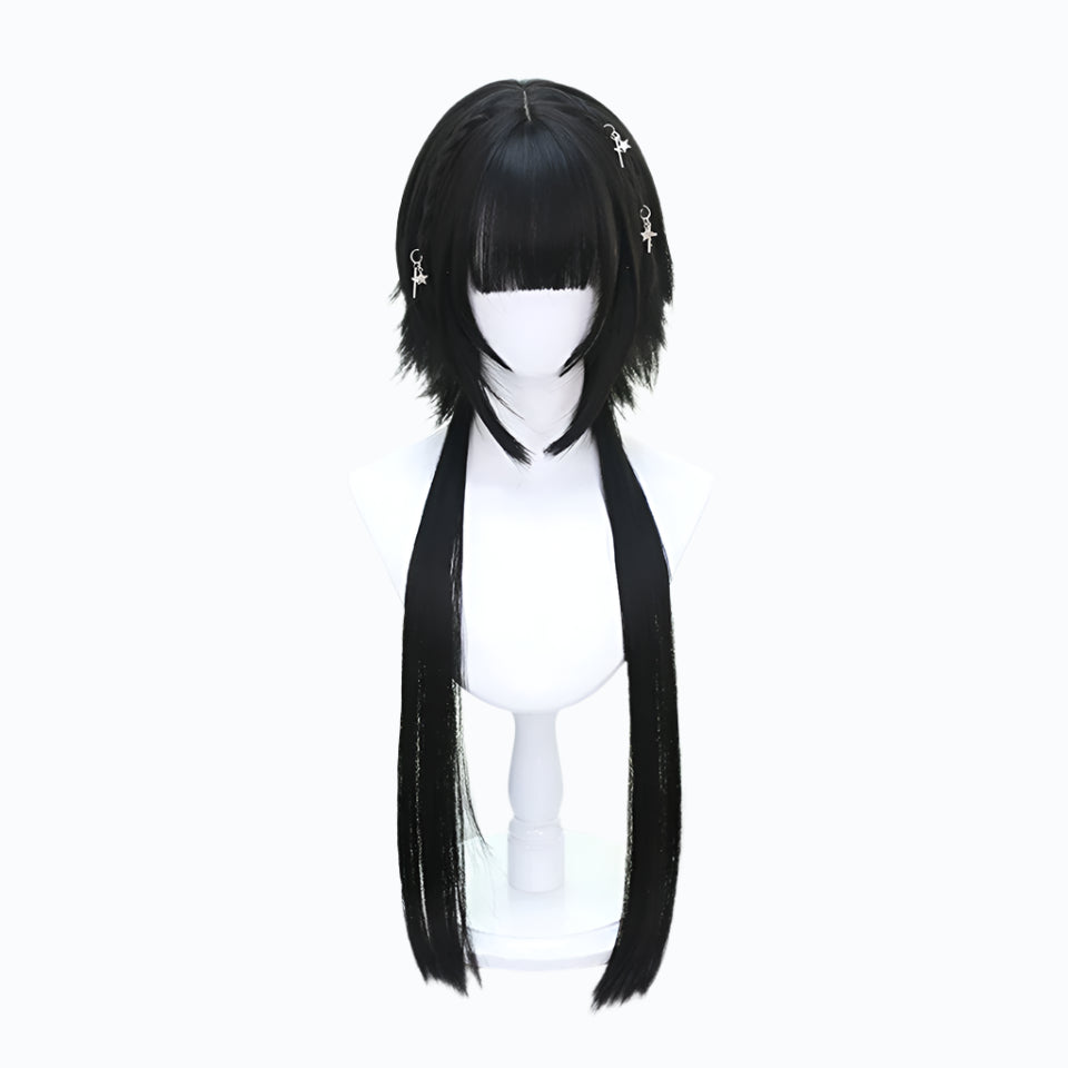 Kawaii Black & Blue Long Straight Lolita Wig 💖✨ Perfect for Cosplay & Parties! 🎉🎀