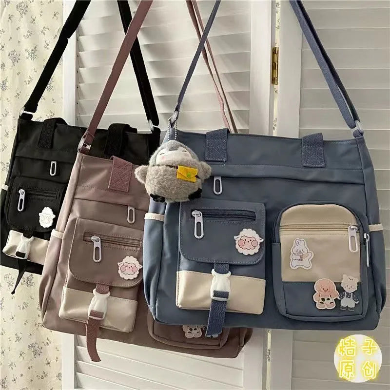 Kawaii Nylon Waterproof Satchel 👜✨ | Adorable Japanese Crossbody Messenger Bag for Students & Girls 🎒💖