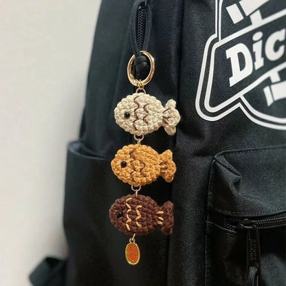 Handmade Cat Fish Keychain Crochet Doll Pendant Cute Bag Accessory 🐾🎀