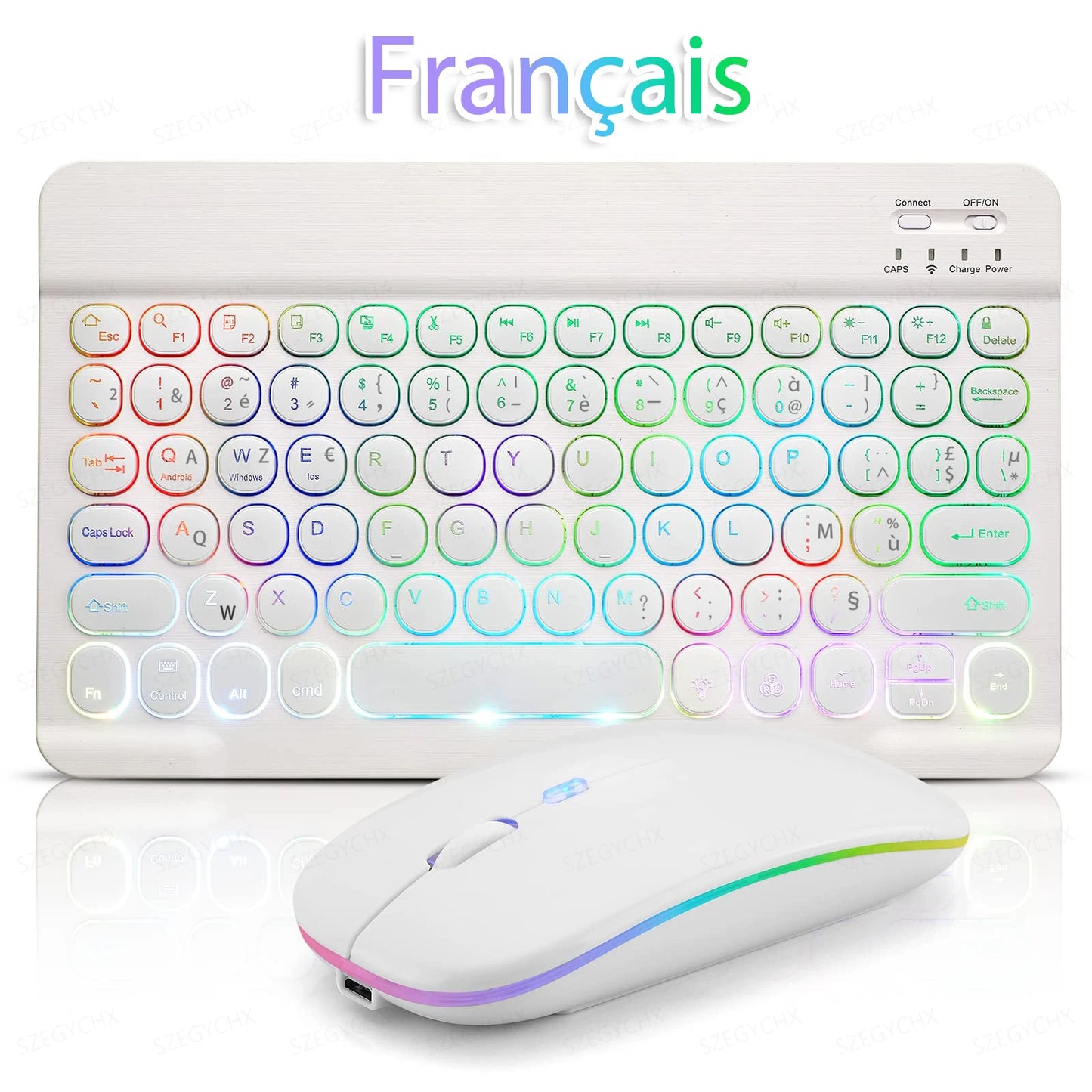 Kawaii Bluetooth Magic: Adorable 7-Color Backlit Keyboard & Silent Mouse for iPad & Tablets 🐾✨💖