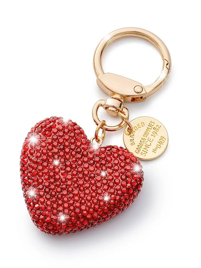 Sweet Heart Diamond Inlay Leather Rope Key Chain For Backpacks 👜💎🎀