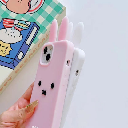 Kawaii 3D Silicone Rabbit Case 🐰✨ for iPhone 11/12/13/14/15 Pro Max - Cute & Protective Soft Shell!