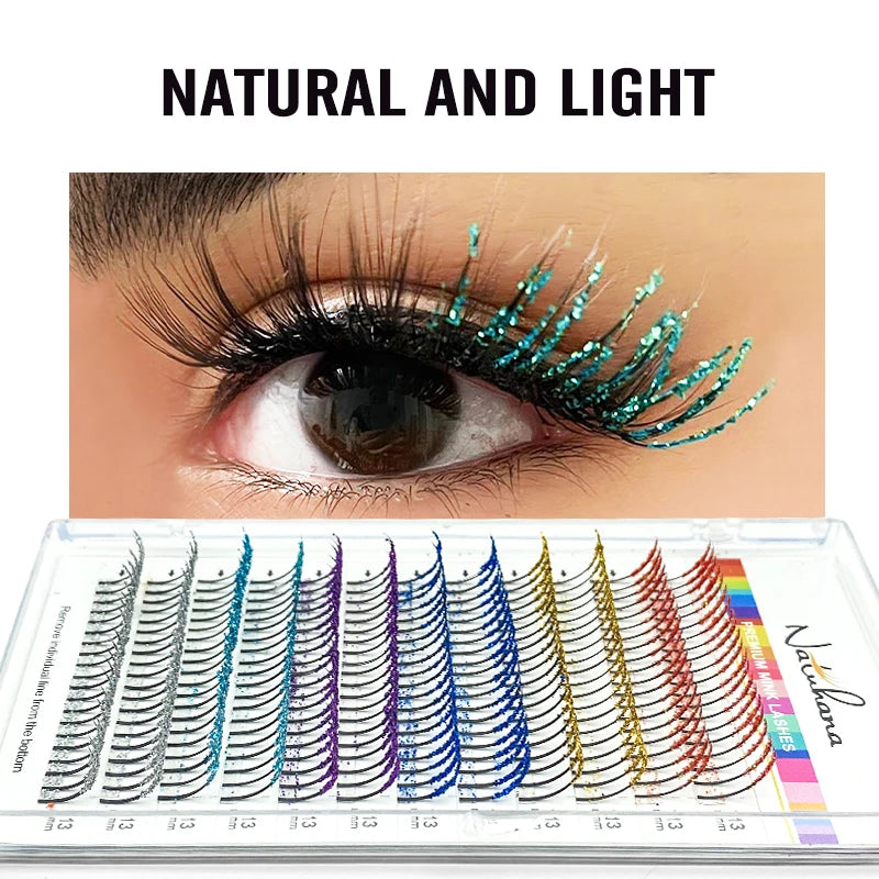 ✨ Kawaii DIY Glitter Lash Extensions 🎉 | Colorful Faux Mink for Festive Fun! 🌈