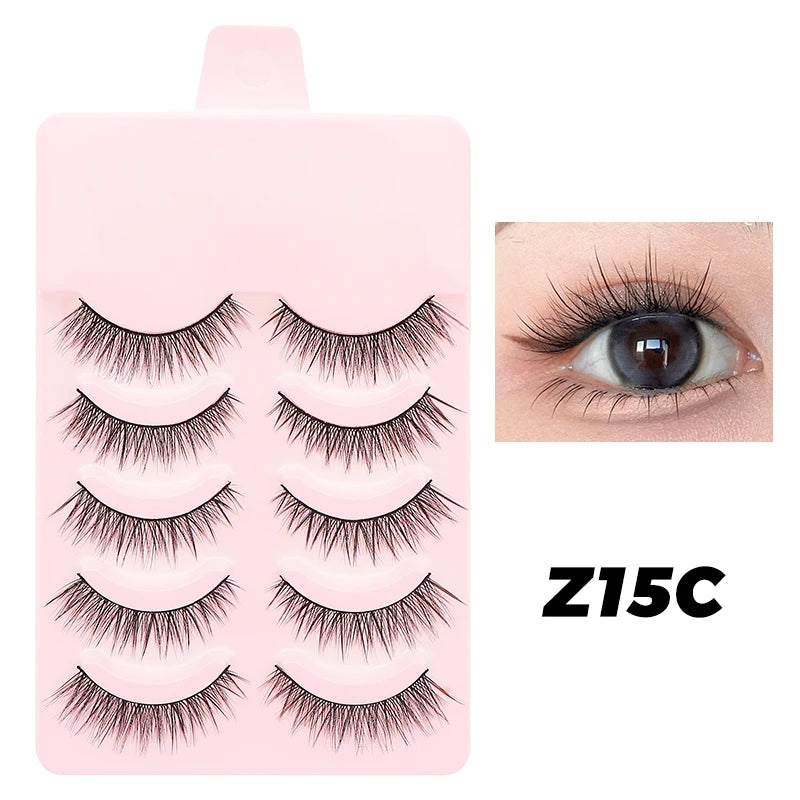Pastel Little Devil Anime Lashes 5 Pairs Clear Band Full Strip For Natural Daily Manga Style Eyelashes 😈👁️✨