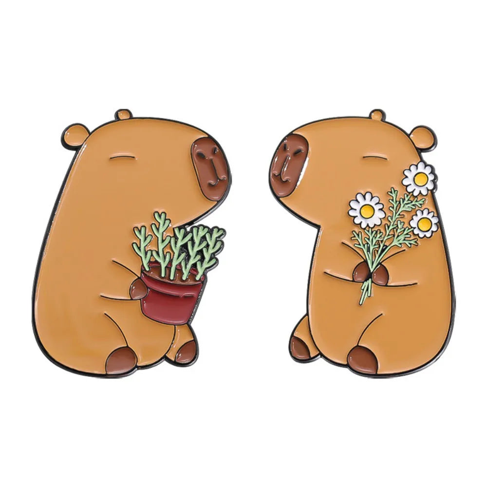 Kawaii Capybara Enamel Pins 🐾 Cute Animal Brooches for Bags & Shirts 🎒 Perfect Gift for Friends & Kids! 🌟