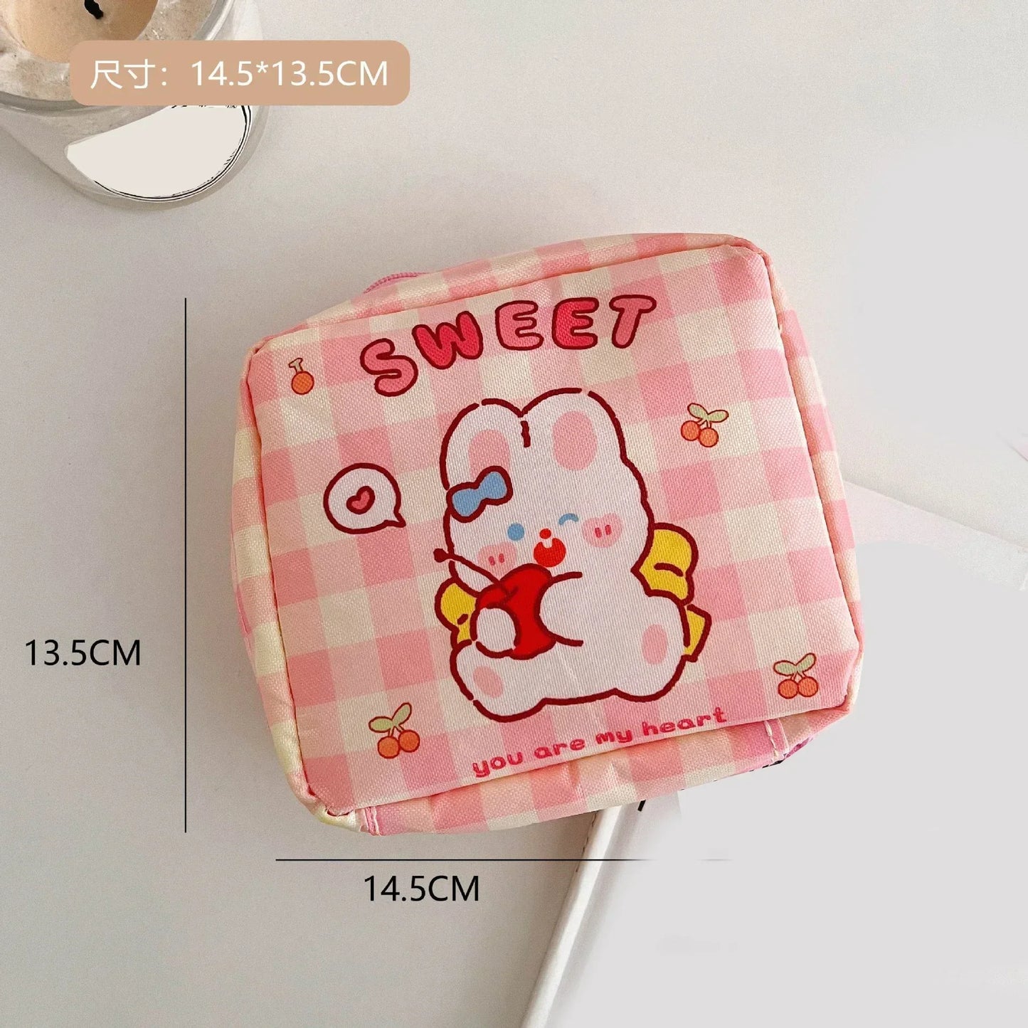 Kawaii Cartoon Cosmetic Pouch 🎀 | Mini Organizer for Makeup, Lipstick & Travel Essentials ✨