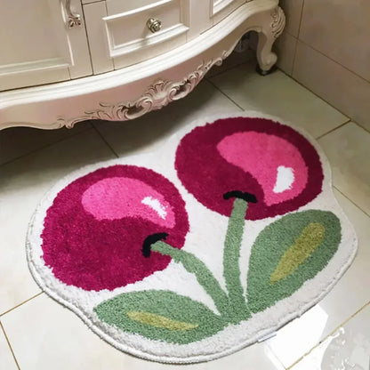 Cherry Blossom Fluffy Doormat 🍒✨ - Soft & Absorbent Rug for Bathroom & Bedroom 🛁💖
