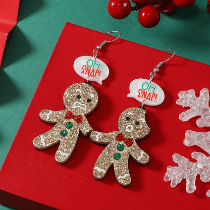 Gingerbread Man Acrylic Cute Dangle Earrings Christmas Gift 🎄