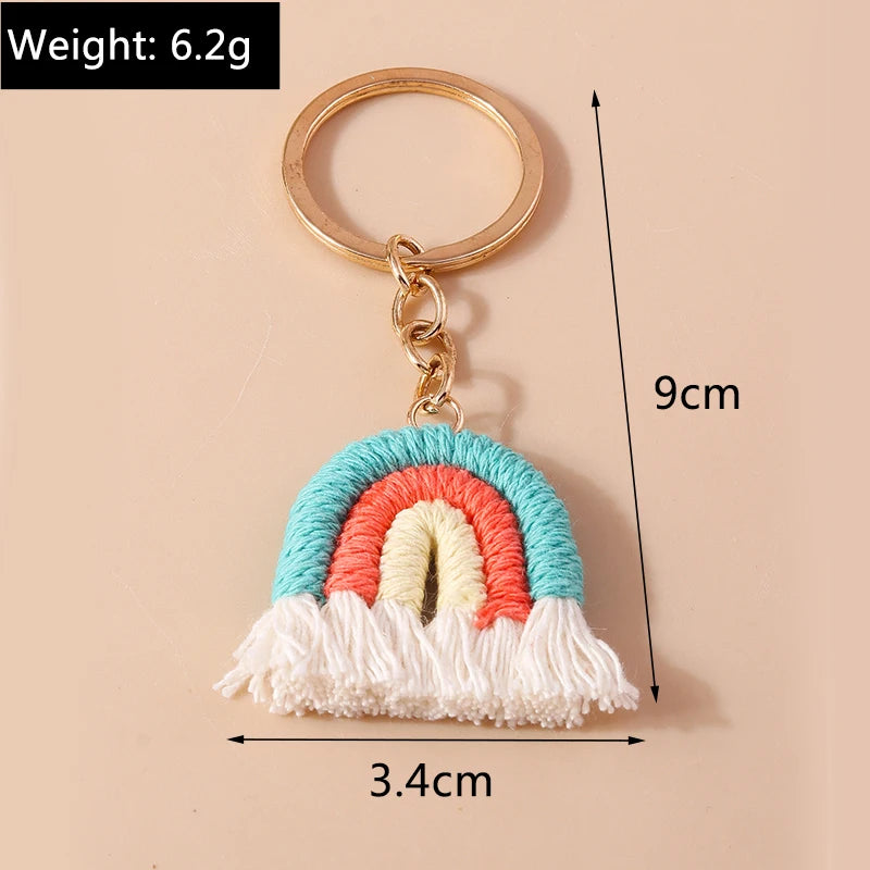 Pastel Rainbow Tassel Hand Knit Keychain For Car Bag Gift 🎀🌈💖