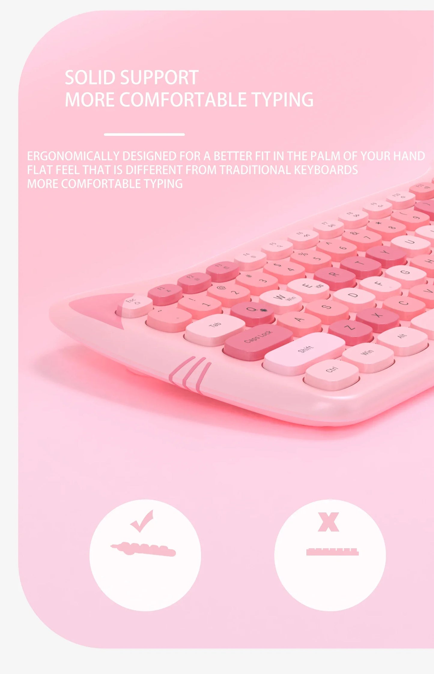 Kawaii AJAZZ 3060i Bluetooth Keyboard 🌸 84-Key Cute & Portable Wireless Design for PC 💕 Perfect Gift for Girls!