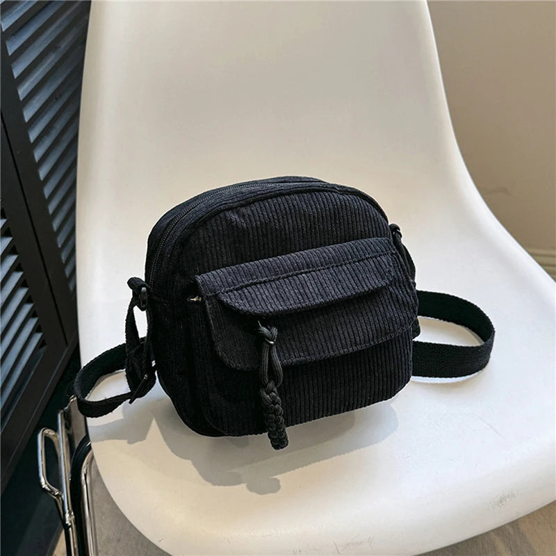 🎀 Adorable Corduroy Crossbody Cutie 👜✨ Small Square Shoulder Bag for Trendy Adventures 🎉 - Pixie Quill
