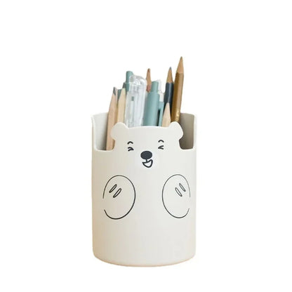 Kawaii Bear Multifunctional Pen Holder 🐻✨ - Adorable Makeup Brush & Phone Organizer for Students! 🖊️💖