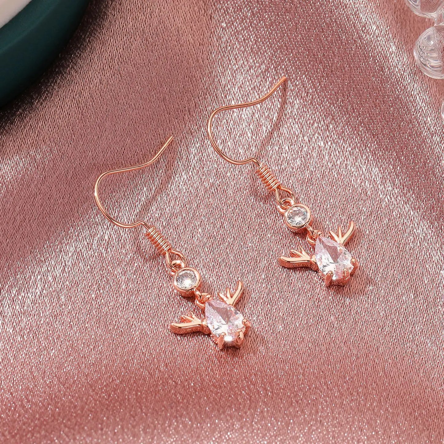 Deer Stud Earrings Cute Antler Charm CZ Crystal Gift For Girls Women 🎀🦌✨